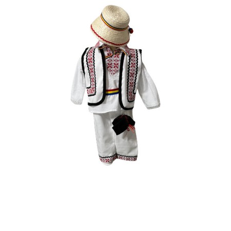 Botez - Costum popular baieti, culoare alb/negru
