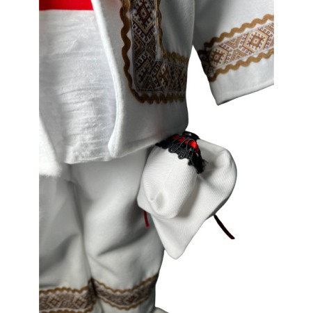 Costum popular cu paltonas, broderie alb/auriu [2]