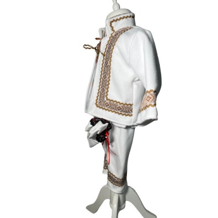 Costum popular cu paltonas, broderie alb/auriu [3]