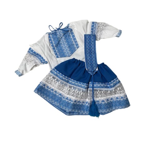 Costum popular pentru fete, albastru, dantela [1]