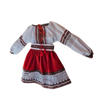 Costum popular pentru fete, rosu cu dantela [1]