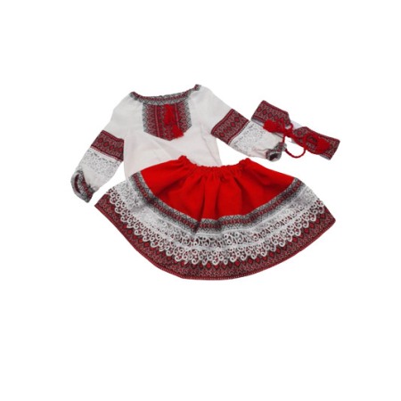 Costum popular pentru fete, rosu, dantela [2]