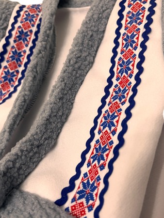 Costum traditional baieti cu cojoc, blanita gri, premium [3]
