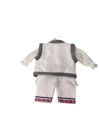 Costum traditional baieti cu cojoc, blanita gri, premium [2]