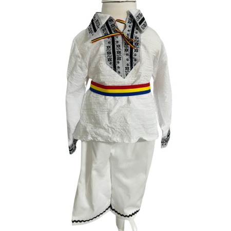 Costum traditional baieti cu vesta, alb/negru, ard [2]