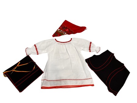 Costum traditional fete cu vesta, alb/negru, 4 piese [2]
