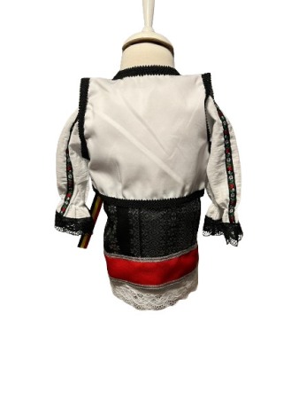 Costum traditional fete premium, negru/rosu/alb, 6 piese [7]