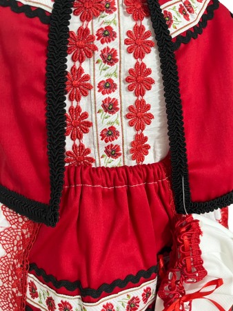 Costum traditional fete premium, rosu/alb, 5 piese [3]