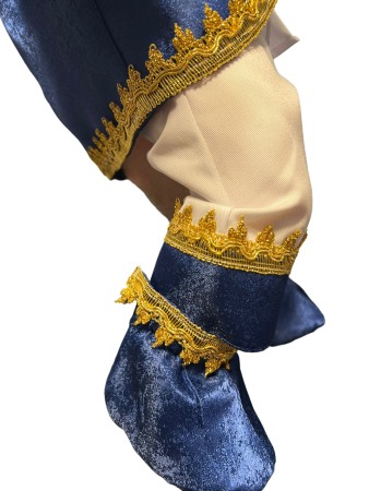 Costumas Elegant Baieti, Tematica Print, Catifea Bleumarin, 5 piese [4]