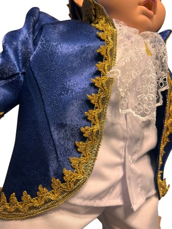 Costumas Elegant Baieti, Tematica Print, Catifea Bleumarin, 5 piese [3]