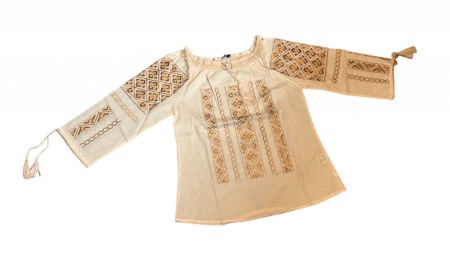 Adulti - Ie populara, crem, broderie cu motive traditionale aurii, femei