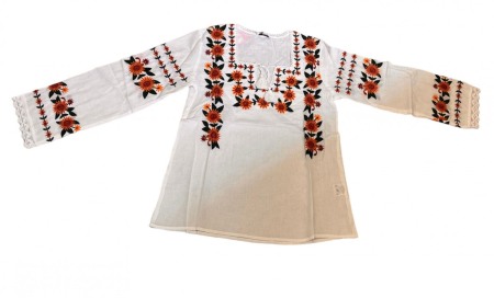 Adulti - Ie traditionala , alba, broderie cu motiv floral, femei