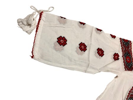 Ie traditionala , alba, broderie cu motive traditionale rosu/negru, femei [1]