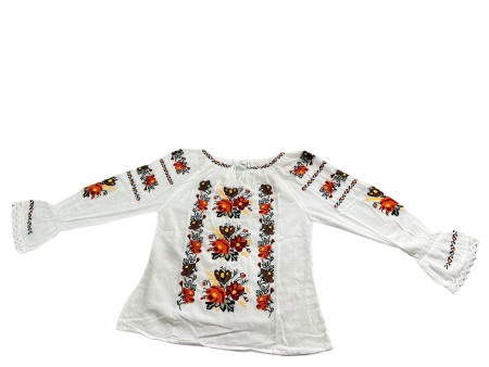 Adulti - Ie traditionala , alba, broderie multicolor cu flori, femei