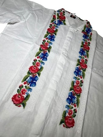 Ie traditionala , alba, model floral, barbati [3]