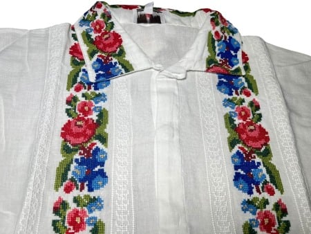 Ie traditionala , alba, model floral, barbati [1]