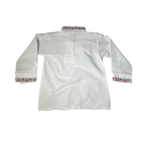 Ie traditionala baieti, alba, broderie rosie [2]