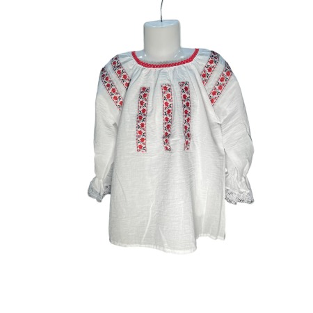 Ie traditionala fete, alba, broderie rosie [1]