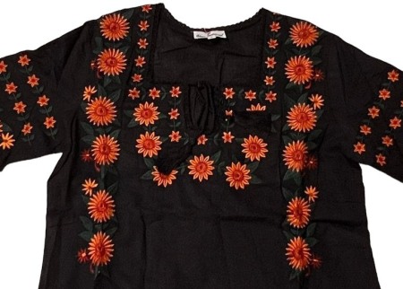 Ie traditionala , neagra, broderie cu motiv floral, femei [1]
