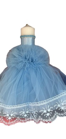Lumanare botez cu ingeras, culoare albastru , pentru baieti, 35CM [1]
