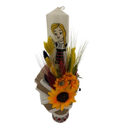 Botez - Lumanare botez traditionala pentru fetite, 35CM