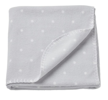 Hainute si accesorii bebe - Patura bebe, gri cu bulinute 70x90 cm