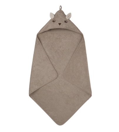 Hainute si accesorii bebe - Prosop cu gluga bebe, caprioara, maro, 80x80 cm
