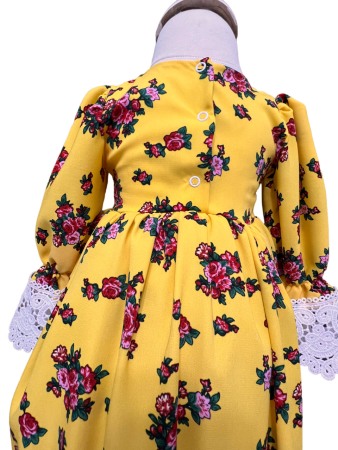 Rochie botez fetite premium, elganta, culoare alb/galben [5]