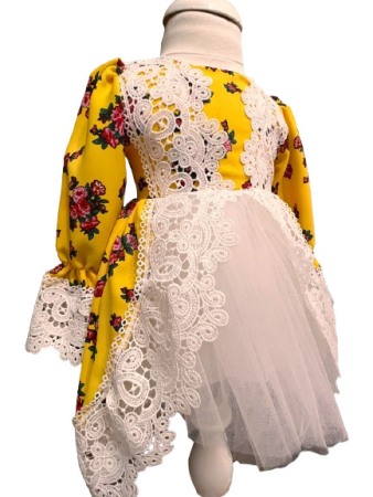 Rochie botez fetite premium, elganta, culoare alb/galben [1]