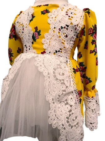Rochie botez fetite premium, elganta, culoare alb/galben [2]