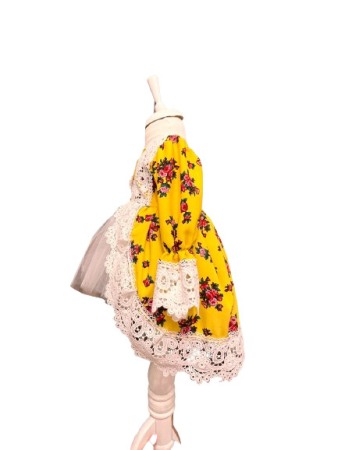 Rochie botez fetite premium, elganta, culoare alb/galben [4]