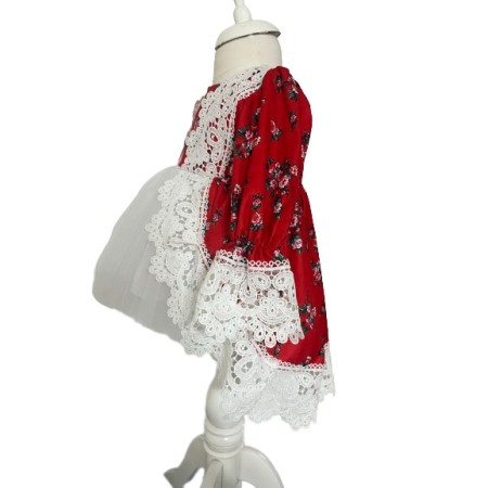 Rochie botez fetite premium, elganta, culoare alb/rosu [2]