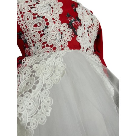 Rochie botez fetite premium, elganta, culoare alb/rosu [5]
