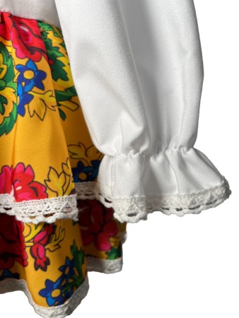 Rochie fetite casual, elganta, culoare alba/galben multicolor cu fundita [4]