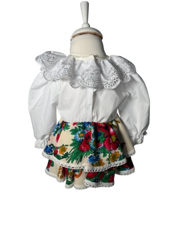 Rochie fetite casual, elganta, culoare alba/multicolor cu fundita [2]