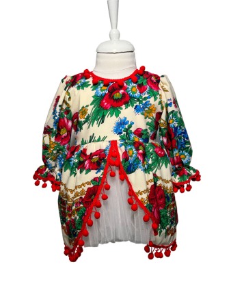 Hainute si accesorii bebe - Rochie fetite gipsi, culoare alb/multicolor