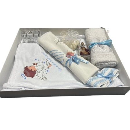 Set botez baieti, ingeras, culoare alb/albastru deschis, 9 piese [2]