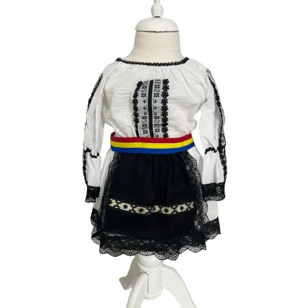 Set costum popular premium botez. fete, alb/negru, trusou, lumanare, 14 piese [4]