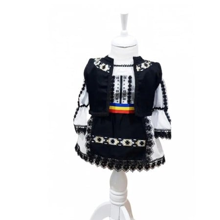 Set costum popular premium botez. fete, alb/negru, trusou, lumanare, 14 piese [7]