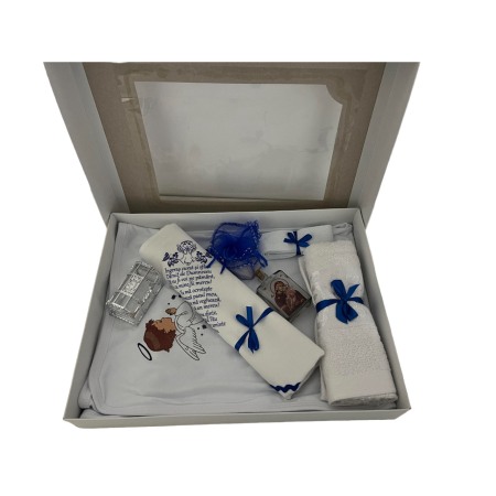 Trusou botez baieti, ingeras, culoare alb/albastru inchis, setul contine 8 piese [2]
