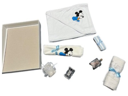 Trusou botez baieti, Mickey, culoare alb/albastru mat, 8 piese [2]