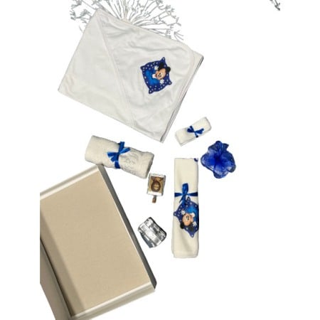 Trusou botez baieti, Mickey, culoare alb/albastru, setul contine 8 piese [3]