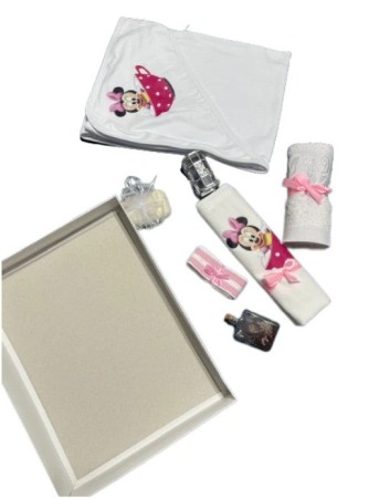 Trusou botez fetite, Minnie, culoare alb/roz, 8 piese [1]