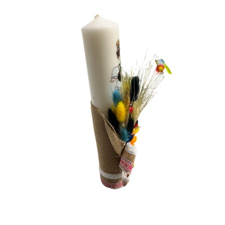 Trusou botez traditional complet, baieti, culoare alb-tricolor, setul contine 8 piese, lumanare traditionala [3]