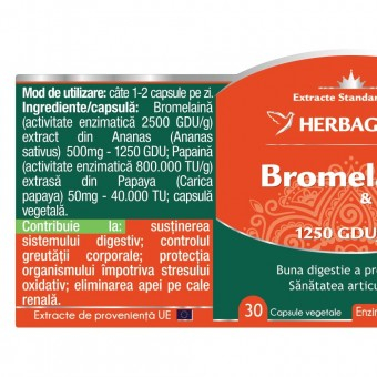Bromelaina & Papaina Herbagetica 30 Capsule [2]