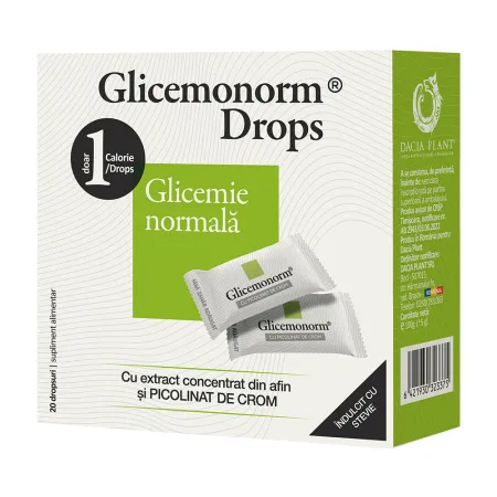 Glicemonorm Drops, 20 bucati, Dacia Plant [1]