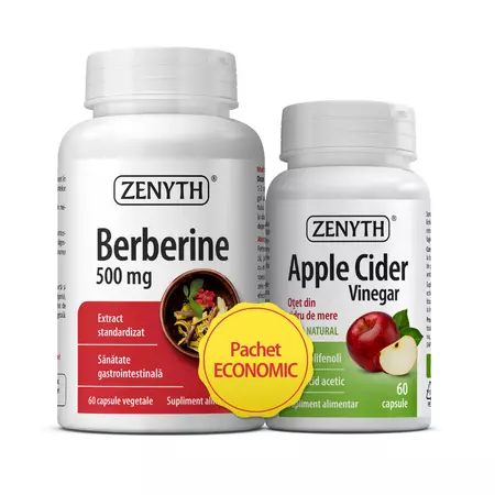 Pachetul Berberina 500 mg si Otet din cidru de mere, 2x60 capsule, Zenyth [1]