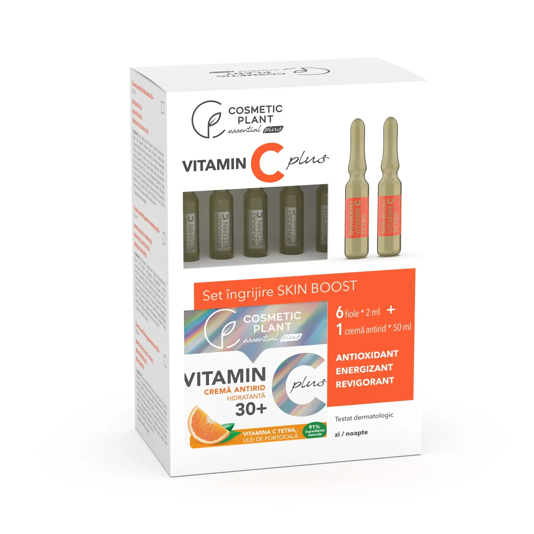 Set îngrijire 6 fiole Skin Boost cu Vitamina C Plus + cremă antirid hidratantă 30+ cu Vitamin C Plus, Cosmetic Plant [1]