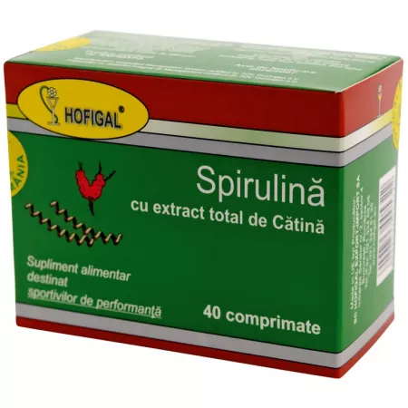 Spirulina cu extract total de catina, 40 comprimate, Hofigal [1]