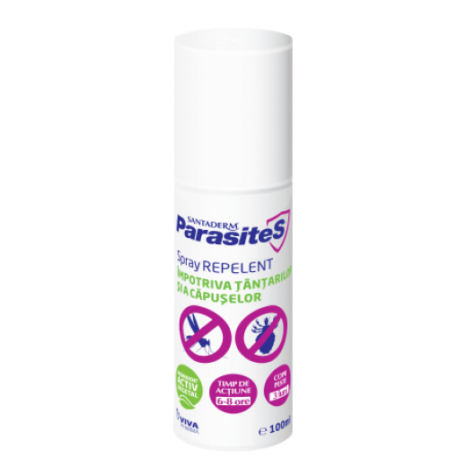 Spray repelent impotriva tantarilor si a capuselor Parasites Santaderm, 100 ml, Viva Pharma [1]